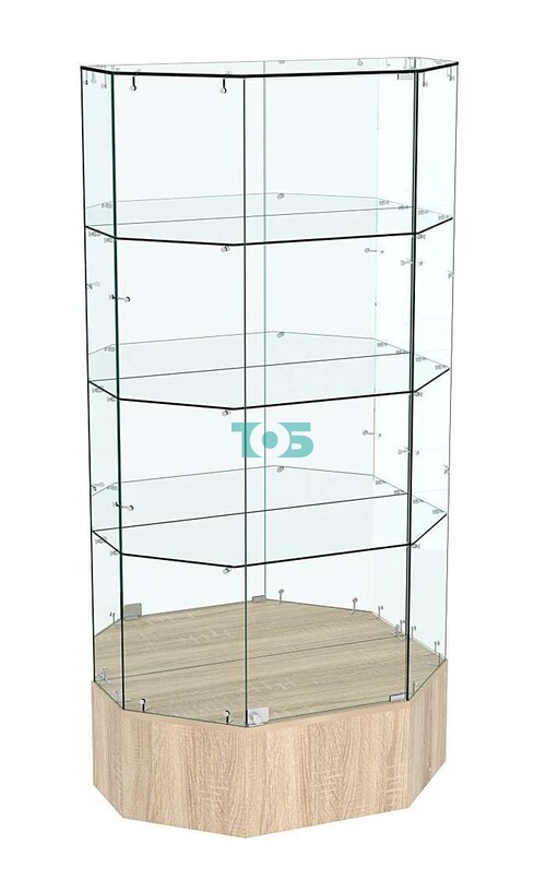 Стеклянная витрина Истра Трапеция зеркальная на подиуме №811