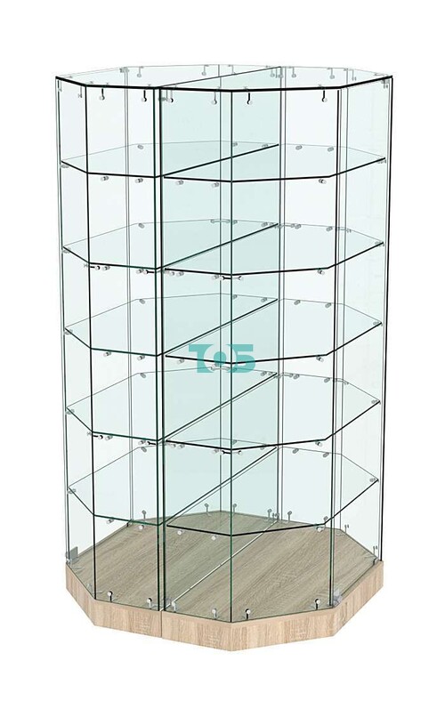 Стеклянная островная низкая с пятью полками витрина Хит Продаж №855-О