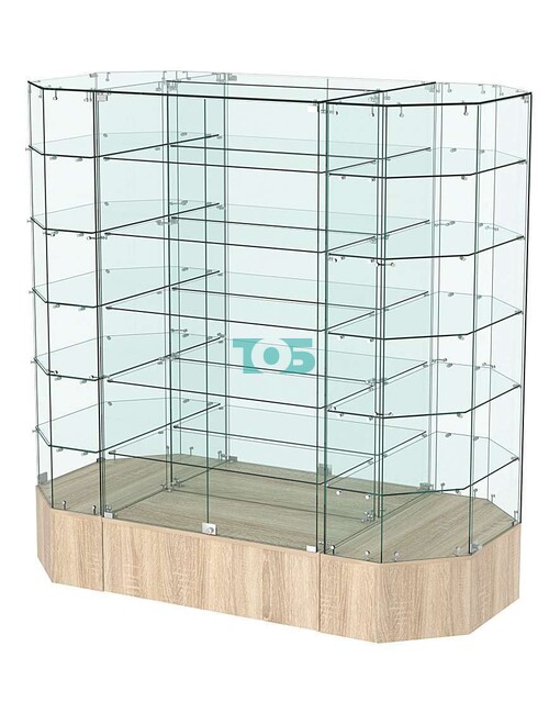 Стеклянная островная большая витрина обзорная серии Истра №829-О-900