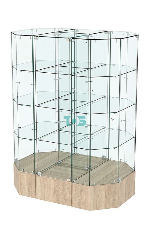 Стеклянная островная низкая прозрачная витрина серии Истра №809-О-450