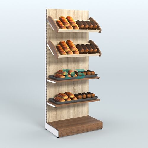 Торговый стеллаж высокий для продажи хлеба и выпечки с полками - корзинами СХ-2