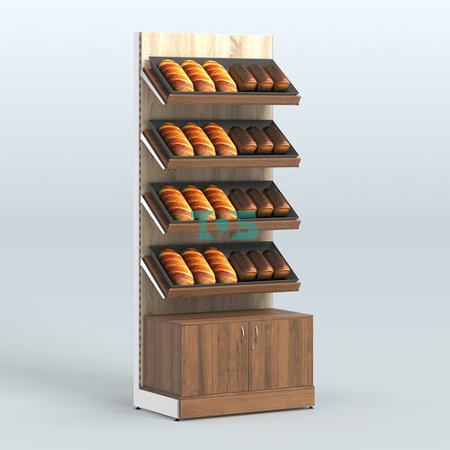 Стеллаж для хлеба и выпечки с четырьмя наклонными полками и накопителем СХНПН-02