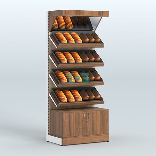 Стеллаж для хлеба и выпечки с четырьмя наклонными полками накопителем и фризом СХНПНФ-02