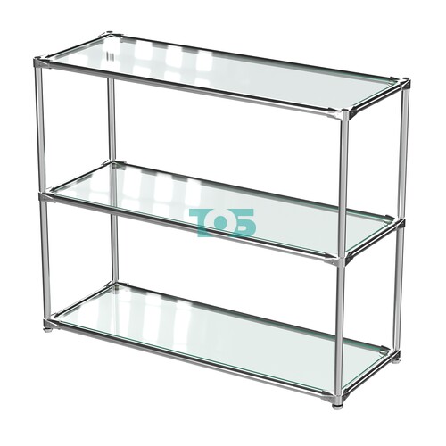 Хромированный стеллаж СТИЛЬ №2г с большими прозрачными полками