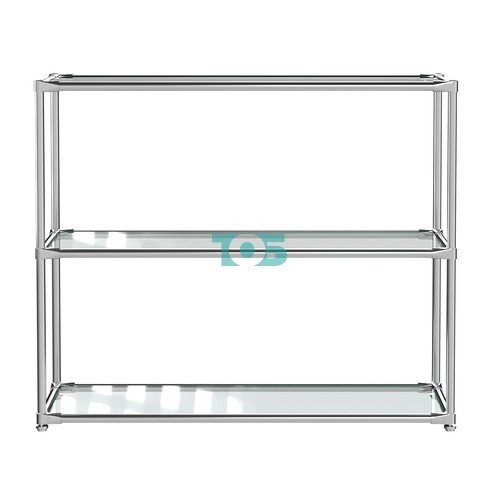 Хромированный стеллаж СТИЛЬ №2г с большими прозрачными полками