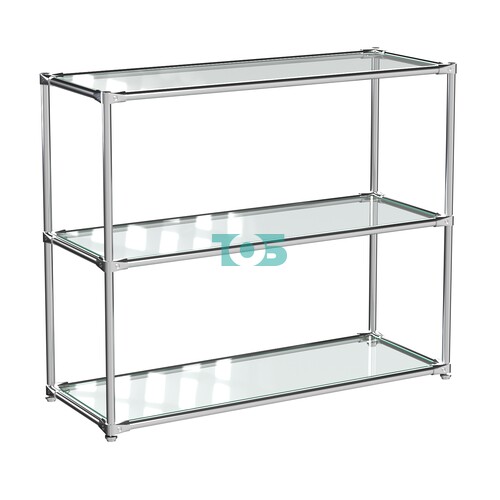Хромированный стеллаж СТИЛЬ №2г с большими прозрачными полками