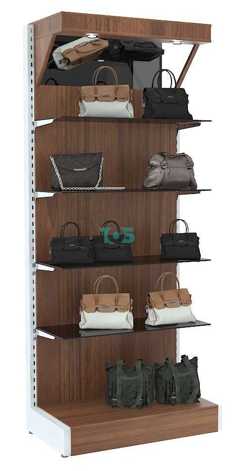 Торговый стеллаж широкий пристенный со зеркальным фризом ФЕНИКС №2-ПФ