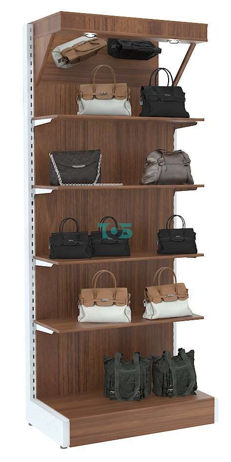 Торговый стеллаж широкий с полками ДСП и зеркальным фризом ФЕНИКС №3-ПФ