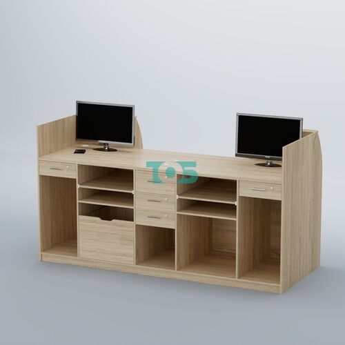 Ресепшен Атлант с фасадными наклонными полочками и экономпанелью №5