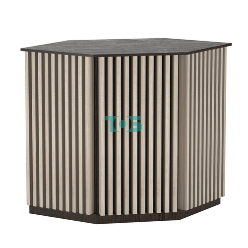 Торговый стол-прилавок шестигранный с планками серии ВЕРТИКАЛЬ №22