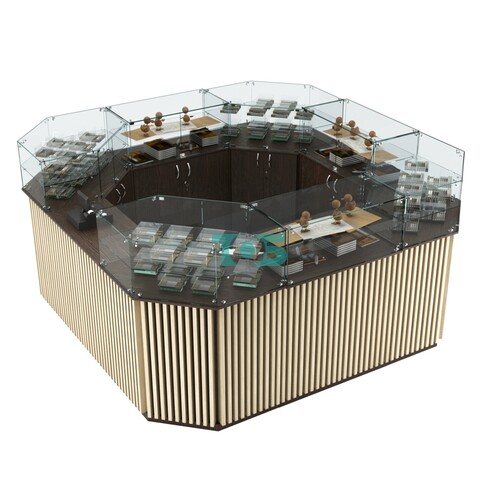 Торговый квадратный островок с планками серии ВЕРТИКАЛЬ №5 (7,88 кв.м)