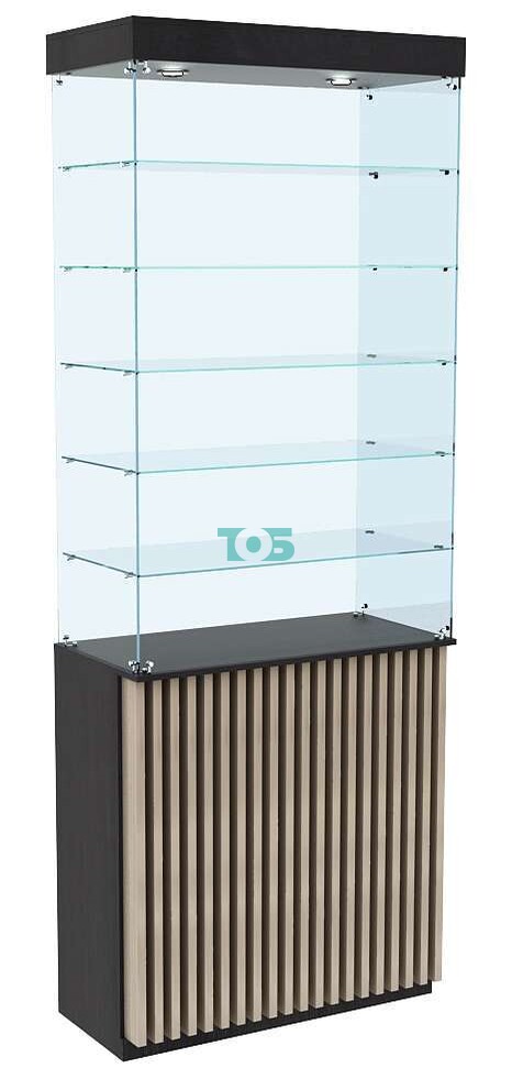 Высокая витрина прямоугольная с планками и пятью полками серии серии ВЕРТИКАЛЬ №601В