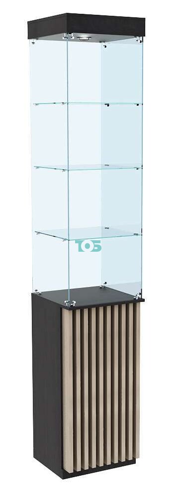 Высокая витрина стаканчик с планками и тремя полками серии ВЕРТИКАЛЬ №102В