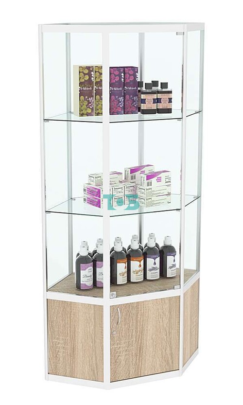 Витрина из профиля шестигранная угловая №2