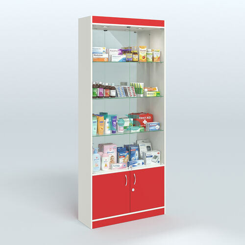 Витрина зеркальная из ДСП с дверками для аптеки №1-300-3