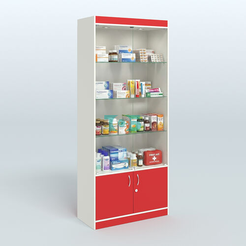 Витрина из ДСП со стеклянными дверками для аптеки №1-400-1