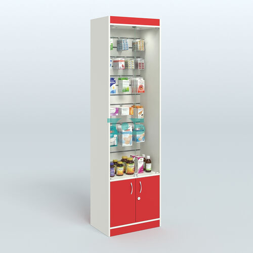 Витрина из ДСП с экономпанелью и дверками для аптеки №2-400-4