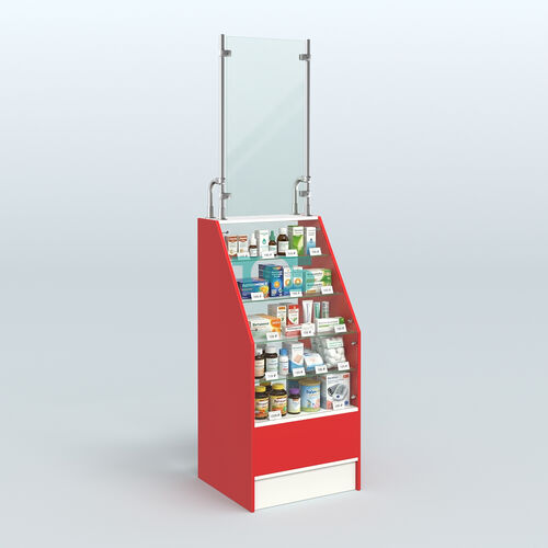 Прилавок для аптеки узкий серии АЛМАЗ с защитным экраном №1-600мм