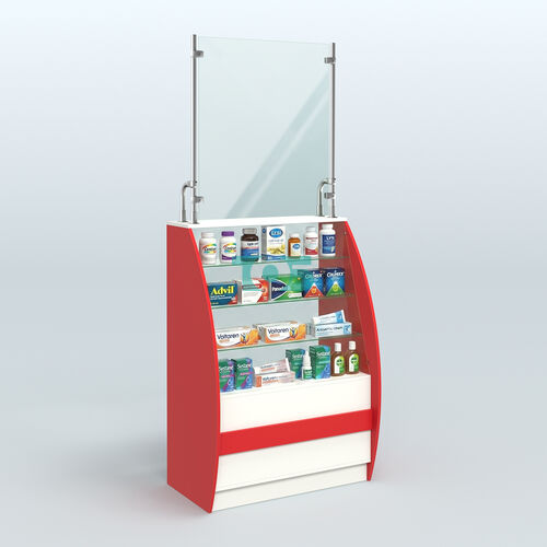 Аптечный прилавок широкий серии БРИЗ с защитным экраном №1-900-ЗЭ