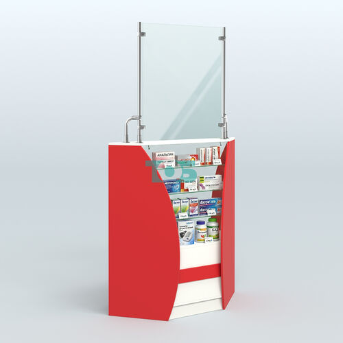 Аптечный прилавок серии БРИЗ с защитным экраном угловой внутренний №4-ЗЭ 