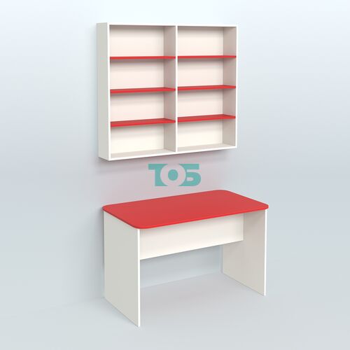 Распаковочный прямоугольный стол с антресолью для аптеки Р-02