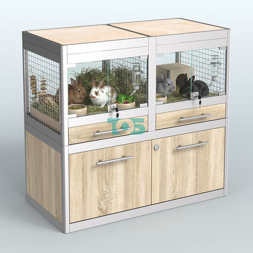 Витрина низкая с подсветкой для продажи крупных грызунов в зоомагазин серии ШИНШИЛЛА-С-01