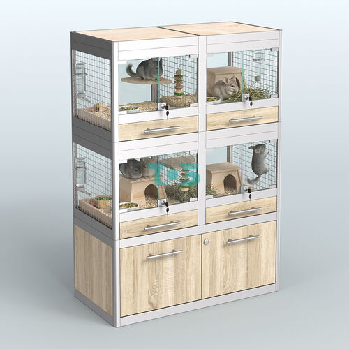 Витрина малая с подсветкой для продажи крупных грызунов в зоомагазин серии ШИНШИЛЛА-С-02