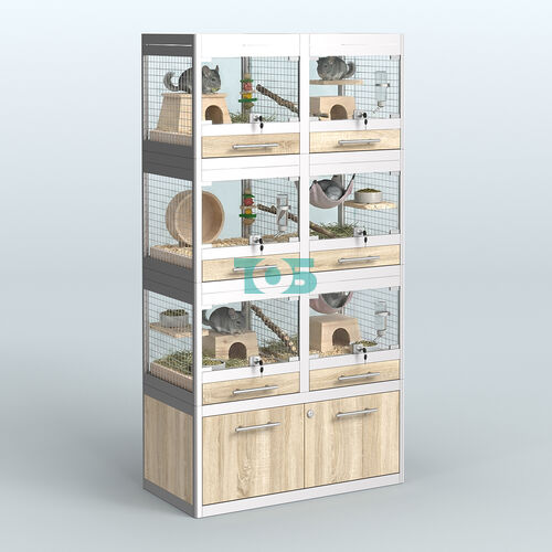 Витрина средняя с подсветкой для продажи крупных грызунов в зоомагазин серии ШИНШИЛЛА-С-03