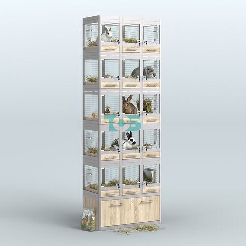 Витрина высокая с подсветкой для продажи - мелких грызунов в зоомагазин серии ДЕГУ-С-05