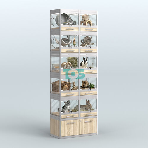 Витрина высокая с подсветкой для продажи крупных грызунов в зоомагазин серии ШИНШИЛЛА-С-05