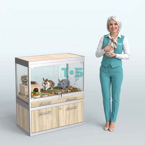 Витрина низкая с подсветкой для продажи средних млекопитающих в зоомагазин серии КУНЬИ-С-01