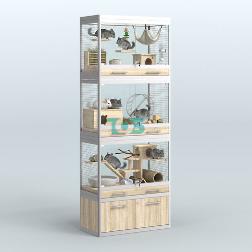 Витрина средняя с подсветкой для продажи средних млекопитающих в зоомагазин серии КУНЬИ-С-03