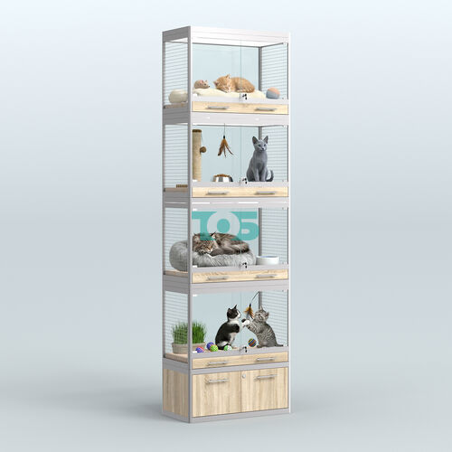 Витрина большая с подсветкой для продажи средних млекопитающих в зоомагазин серии КУНЬИ-С-04