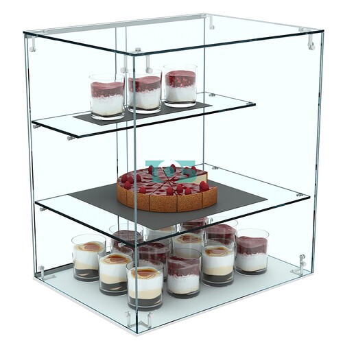 Настольная мини-витрина из стекла малая с двумя полками №2-600