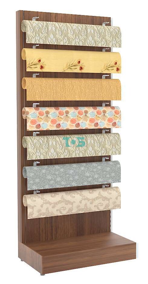 Торговый пристенный стеллаж для обоев большой серии БРАВО №1-1000