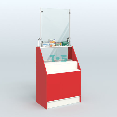 Прилавок для аптеки с окном выдачи и защитным экраном серии АЛМАЗ №3А