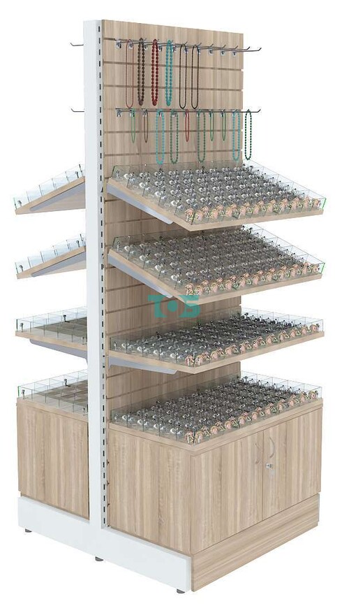 Островной высокий стеллаж с накопителем и прозрачными ячейками широкий серии ВЕНТА №2 (400 ячеек)