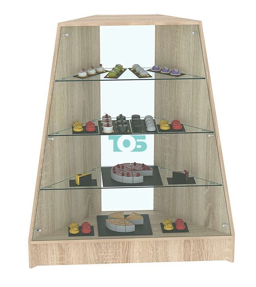 Прилавок для конфет и орехов угловой с низким подиумом №3