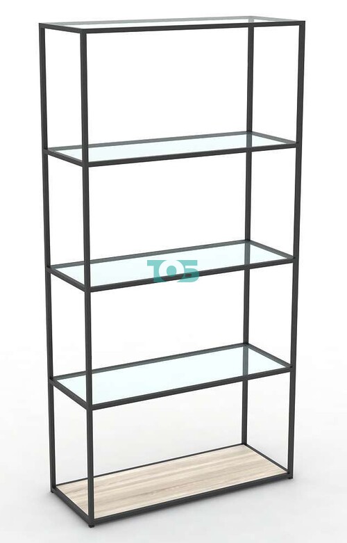 Торговый стеллаж серии ЛОФТ классический со стеклянными полками №4