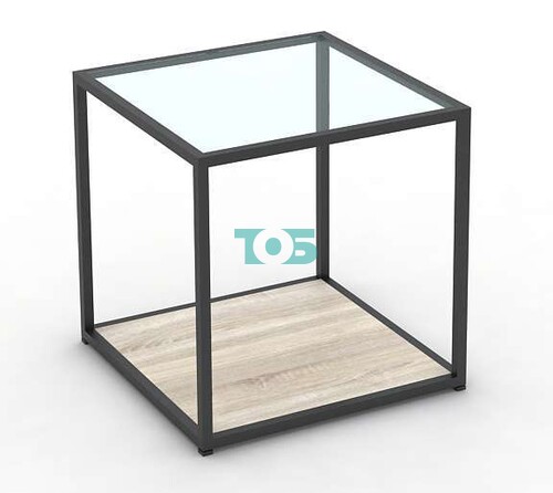 Торговый стеллаж серии ЛОФТ кубик со стеклянными полками №16