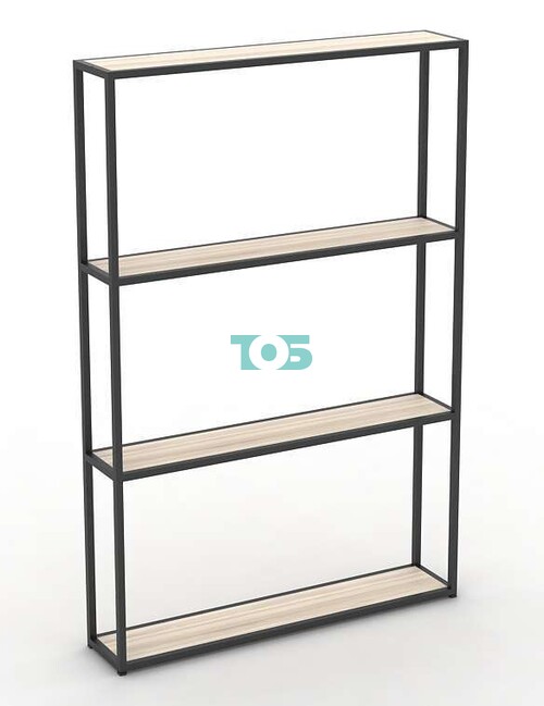 Торговый стеллаж серии ЛОФТ низкий узкий с полками ДСП №7
