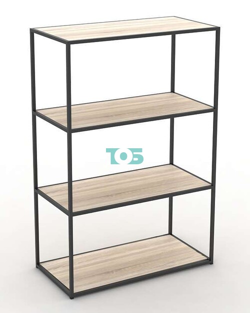 Торговый стеллаж серии ЛОФТ низкий большой с полками ДСП №10