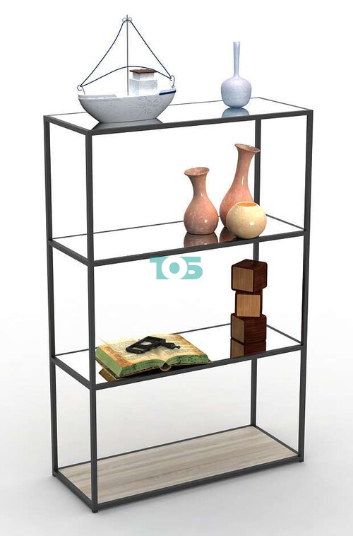 Торговый стеллаж серии ЛОФТ низкий классический с зеркальными полками №9