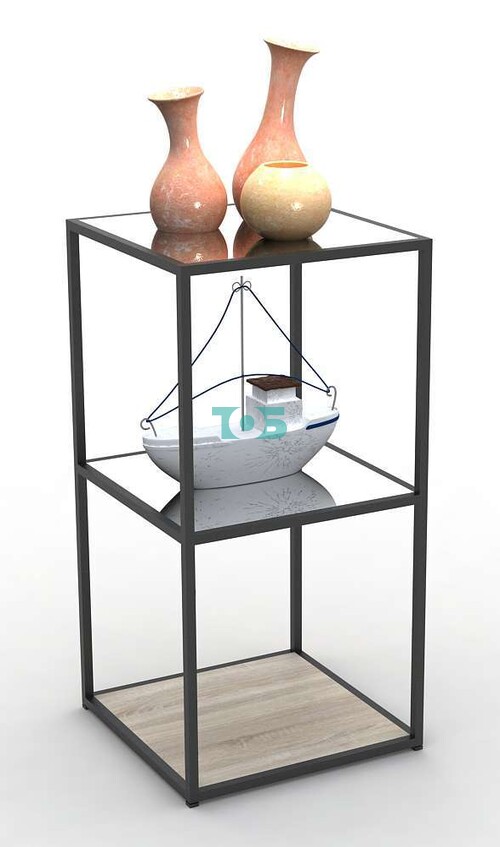 Торговый стеллаж серии ЛОФТ малый с зеркальными полкой №11