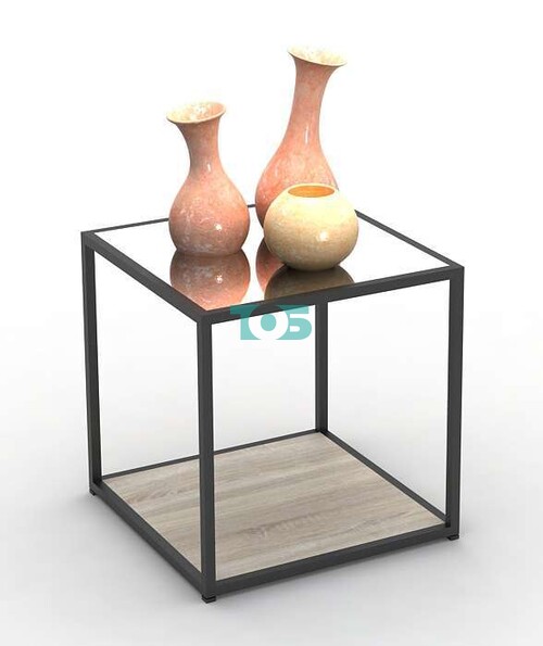 Торговый стеллаж серии ЛОФТ кубик с зеркальными полками №16