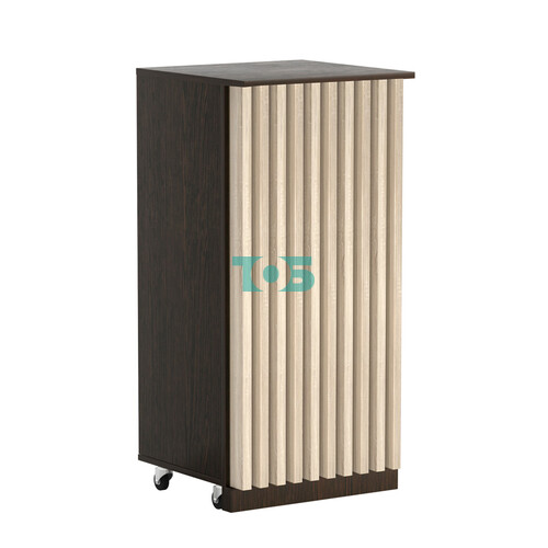 Торговый прилавок под кассу выкатной квадратный с планками серии ОРНАМЕНТ №2