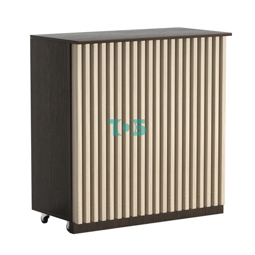 Торговый прилавок под кассу выкатной прямоугольный с планками серии ОРНАМЕНТ №1