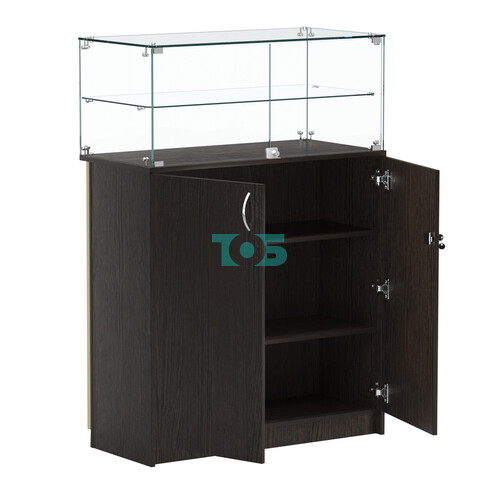 Торговый прилавок прямоугольный с планками и одной полкой ПРИЛИВ №2