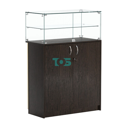 Торговый прилавок прямоугольный с планками и одной полкой ПРИЛИВ №2