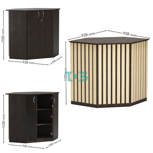 Торговый стол-прилавок шестигранный с планками серии ПРИЛИВ №22